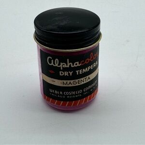 Weber Costello Alphacolor Dry Tempera Powder Paint Vintage Jar 1960 Magenta